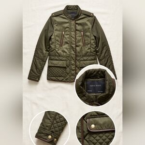 Zara Basic Olive Green Padded Field Jacket Size L
